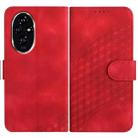 For Honor 200 Pro YX0060 Elephant Head Embossed Phone Leather Case with Lanyard(Red) - 1