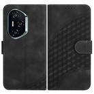 For Honor 400 Global 156.5mm Elephant Head Embossed Phone Leather Case with Lanyard(Black) - 1