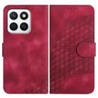 For Honor X8c 4G Elephant Head Embossed Phone Leather Case with Lanyard(Rose Red) - 1