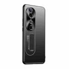 For vivo S19 Frosted Metal Hybrid TPU Holder Phone Case(Black) - 1