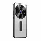 For vivo X200 Frosted Metal Hybrid TPU Holder Phone Case(Silver) - 1