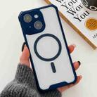 For iPhone 15 Colorful Two-Color Lens Film MagSafe Magnetic Horn Acrylic+TPU Case(Blue) - 1