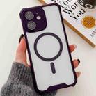 For iPhone 11 Colorful Two-Color Lens Film MagSafe Magnetic Horn Acrylic+TPU Case(Purple) - 1