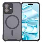 For iPhone 16 Colorful Two-Color Lens Film MagSafe Magnetic Horn Acrylic+TPU Case(Black) - 1