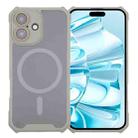 For iPhone 16 Colorful Two-Color Lens Film MagSafe Magnetic Horn Acrylic+TPU Case(Grey) - 1