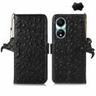 For Honor X5 Plus Ostrich Pattern Genuine Leather RFID Phone Case(Black) - 1