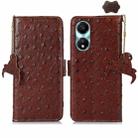 For Honor X5 Plus Ostrich Pattern Genuine Leather RFID Phone Case(Coffee) - 1