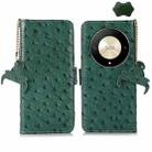 For Honor Magic6 Lite / X50 / X9b Ostrich Pattern Genuine Leather RFID Phone Case(Green) - 1