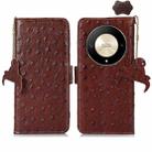 For Honor Magic6 Lite / X50 / X9b Ostrich Pattern Genuine Leather RFID Phone Case(Coffee) - 1