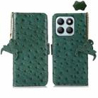 For Honor X8b Ostrich Pattern Genuine Leather RFID Phone Case(Green) - 1