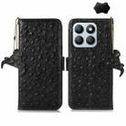 For Honor X8b Ostrich Pattern Genuine Leather RFID Phone Case(Black) - 1