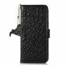 For Honor X8b Ostrich Pattern Genuine Leather RFID Phone Case(Black) - 3