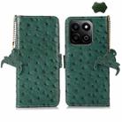 For Honor Play 60 Plus Ostrich Pattern Genuine Leather RFID Phone Case(Green) - 1