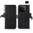 For Honor Play 60 Plus Ostrich Pattern Genuine Leather RFID Phone Case(Black) - 1