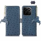 For Honor Play 60 Plus Ostrich Pattern Genuine Leather RFID Phone Case(Blue) - 1