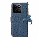 For Honor Play 60 Plus Ostrich Pattern Genuine Leather RFID Phone Case(Blue) - 3