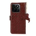 For Honor Play 60 Plus Ostrich Pattern Genuine Leather RFID Phone Case(Coffee) - 3