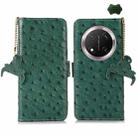 For Honor X9c Ostrich Pattern Genuine Leather RFID Phone Case(Green) - 1