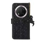 For Honor X9c Ostrich Pattern Genuine Leather RFID Phone Case(Black) - 3