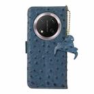 For Honor X9c Ostrich Pattern Genuine Leather RFID Phone Case(Blue) - 3