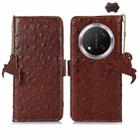 For Honor X9c Ostrich Pattern Genuine Leather RFID Phone Case(Coffee) - 1