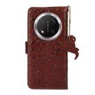 For Honor X9c Ostrich Pattern Genuine Leather RFID Phone Case(Coffee) - 3