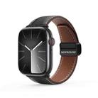 For Apple Watch SE 2023 44mm DUX DUCIS YA Series Magnetic Buckle Genuine Leather Watch Band(Black) - 1