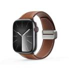 For Apple Watch SE 2023 44mm DUX DUCIS YA Series Magnetic Buckle Genuine Leather Watch Band(Brown) - 1