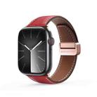 For Apple Watch SE 2023 40mm DUX DUCIS YA Series Magnetic Buckle Genuine Leather Watch Band(Red) - 1