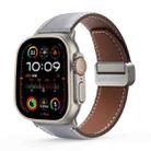 For Apple Watch Ultra 2 49mm DUX DUCIS YA Series Magnetic Buckle Genuine Leather Watch Band(Grey) - 1