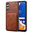 For Samsung Galaxy A14 4G/5G Denior Imitation Crocodile Leather Back Phone Case with Holder(Brown) - 1