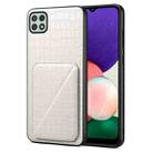 For Samsung Galaxy A22 5G Denior Imitation Crocodile Leather Back Phone Case with Holder(White) - 1