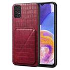 For Samsung Galaxy A23 4G /5G Denior Imitation Crocodile Leather Back Phone Case with Holder(Rose Red) - 1