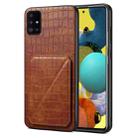 For Samsung Galaxy A51 5G Denior Imitation Crocodile Leather Back Phone Case with Holder(Brown) - 1