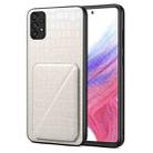 For Samsung Galaxy A53 5G Denior Imitation Crocodile Leather Back Phone Case with Holder(White) - 1