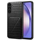 For Samsung Galaxy A54 5G Denior Imitation Crocodile Leather Back Phone Case with Holder(Black) - 1