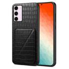 For Samsung Galaxy S24+ 5G Denior Imitation Crocodile Leather Back Phone Case with Holder(Black) - 1