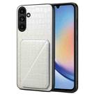 For Samsung Galaxy A34 5G Denior Imitation Crocodile Leather Back Phone Case with Holder(White) - 1