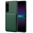 For Sony Xperia 1 IV Denior Imitation Calf Leather Back Phone Case with Holder(Green) - 1