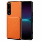 For Sony Xperia 1 IV Denior Imitation Calf Leather Back Phone Case with Holder(Orange) - 1