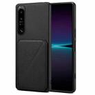 For Sony Xperia 1 IV Denior Imitation Calf Leather Back Phone Case with Holder(Black) - 1