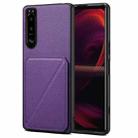 For Sony Xperia 5 III Denior Imitation Calf Leather Back Phone Case with Holder(Purple) - 1