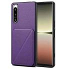 For Sony Xperia 5 IV Denior Imitation Calf Leather Back Phone Case with Holder(Purple) - 1