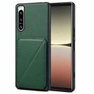 For Sony Xperia 5 IV Denior Imitation Calf Leather Back Phone Case with Holder(Green) - 1