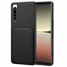 For Sony Xperia 5 IV Denior Imitation Calf Leather Back Phone Case with Holder(Black) - 1