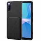 For Sony Xperia 10 IV Denior Imitation Calf Leather Back Phone Case with Holder(Black) - 1