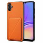 For Samsung Galaxy A05G Denior Imitation Calf Leather Back Phone Case with Holder(Orange) - 1