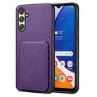 For Samsung Galaxy A14 5G / 4G Denior Imitation Calf Leather Back Phone Case with Holder(Purple) - 1