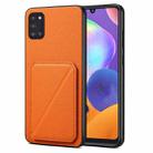 For Samsung Galaxy A31 Denior Imitation Calf Leather Back Phone Case with Holder(Orange) - 1