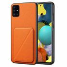 For Samsung Galaxy A51 5G Denior Imitation Calf Leather Back Phone Case with Holder(Orange) - 1